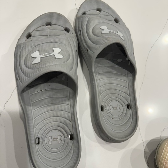 Under Armour Light Gray Slide Sandals - Picture 1 of 2